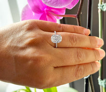 Load image into Gallery viewer, 14k Solid White Gold Oval Cut Oval Moissanite and Round Natural Diamond Engagement Ring Wedding, Bridal Propose 3.25ctw