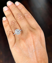 Load image into Gallery viewer, 14k Solid White Gold Oval Cut Oval Moissanite and Round Natural Diamond Engagement Ring Wedding, Bridal Propose 3.25ctw