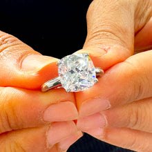 Load image into Gallery viewer, Beautiful 4.00ct set in 14k solid white gold cushion cut forever one moissanite engagement ring solitaire, bridal set, wedding, anniversary