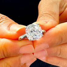 Load image into Gallery viewer, Beautiful 4.00ct set in 14k solid white gold cushion cut moissanite engagement ring solitaire, bridal set, wedding, anniversary