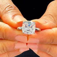 Load image into Gallery viewer, Beautiful 4.00ct set in 14k solid white gold cushion cut forever one moissanite engagement ring solitaire, bridal set, wedding, anniversary