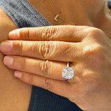 Load image into Gallery viewer, Beautiful 4.00ct set in 14k solid white gold cushion cut forever one moissanite engagement ring solitaire, bridal set, wedding, anniversary