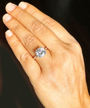 Load image into Gallery viewer, Beautiful 4.00ct set in 14k solid white gold cushion cut forever one moissanite engagement ring solitaire, bridal set, wedding, anniversary