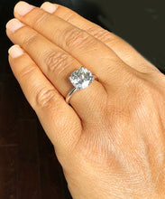 Load image into Gallery viewer, Beautiful 4.00ct set in 14k solid white gold cushion cut forever one moissanite engagement ring solitaire, bridal set, wedding, anniversary