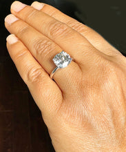 Load image into Gallery viewer, GIA Certified 14K Solid White Gold Cushion Cut Diamond Engagement Ring Solitaire Four Prong set 3.00ctw F-VS2