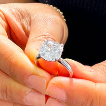 Load image into Gallery viewer, Beautiful 4.00ct set in 14k solid white gold cushion cut forever one moissanite engagement ring solitaire, bridal set, wedding, anniversary