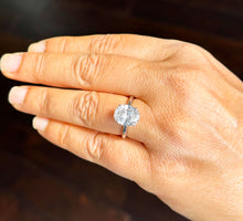 Load image into Gallery viewer, 14k Solid White Gold Oval Cut Forever One Moissanite Engagement Ring Wedding, Bridal Propose 3.00ctw