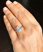Load image into Gallery viewer, 14k Solid White Gold Oval Cut Moissanite Engagement Ring Wedding, Bridal Propose 3.00ctw