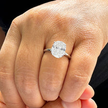 Load image into Gallery viewer, 14k Solid White Gold Oval Cut Moissanite Engagement Ring Wedding, Bridal Propose 3.00ctw