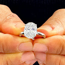 Load image into Gallery viewer, 14k Solid White Gold Oval Cut Moissanite Engagement Ring Wedding, Bridal Propose 3.00ctw