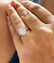 Load image into Gallery viewer, 14k Solid White Gold Oval Cut Forever One Moissanite Engagement Ring Wedding, Bridal Propose 3.00ctw