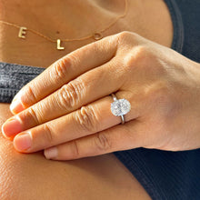 Load image into Gallery viewer, 14k Solid White Gold Oval Cut Moissanite Engagement Ring Wedding, Bridal Propose 3.00ctw