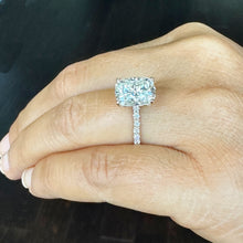 Load image into Gallery viewer, 14K Solid Yellow Gold Cushion Cut Forever One Moissanite And Round Cut Natural Diamonds Engagement Ring Solitaire Four Prong set 5.00ctw