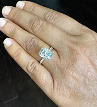 Load image into Gallery viewer, 14K Solid Yellow Gold Cushion Cut Forever One Moissanite And Round Cut Natural Diamonds Engagement Ring Solitaire Four Prong set 5.00ctw