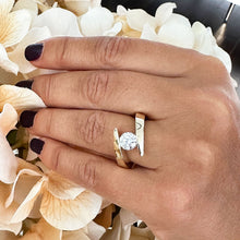 Load image into Gallery viewer, GIA Certified 14k Solid And Heavy yellow gold Round Cut Diamond Engagement Ring Tension Set Wedding, Anniversary, Bridal 1.00ctw F-VS2