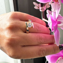 Load image into Gallery viewer, 14k solid and Heavy Yellow Gold Round Cut Moissanite Engagement Ring Tension Set Wedding, Anniversary, Bridal 1.25ctw