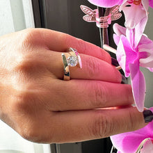 Load image into Gallery viewer, GIA Certified 14k Solid And Heavy yellow gold Round Cut Diamond Engagement Ring Tension Set Wedding, Anniversary, Bridal 1.00ctw F-VS2