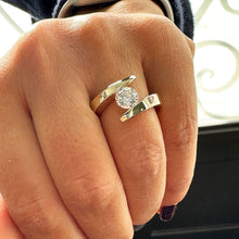 Load image into Gallery viewer, GIA Certified 14k Solid And Heavy yellow gold Round Cut Diamond Engagement Ring Tension Set Wedding, Anniversary, Bridal 1.00ctw F-VS2