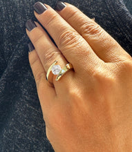 Load image into Gallery viewer, 14k solid and Heavy Yellow Gold Round Cut Moissanite Engagement Ring Tension Set Wedding, Anniversary, Bridal 1.25ctw