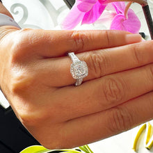 Load image into Gallery viewer, 14k Solid White Gold Cushion Cut Forever One Moissanite And Natural Diamond Engagement Ring Bezel Bridal Wedding Halo 1.70ctw