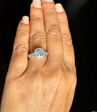 Load image into Gallery viewer, 14k Solid White Gold Cushion Cut Moissanite And Natural Diamond Engagement Ring Bezel Bridal Wedding Halo 1.70ctw