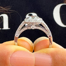 Load image into Gallery viewer, 14k Solid White Gold Cushion Cut Forever One Moissanite And Natural Diamond Engagement Ring Bezel Bridal Wedding Halo 1.70ctw