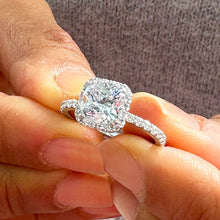 Load image into Gallery viewer, GIA Certified 14K Solid White Gold Cushion And Round Cut Diamond Engagement Ring Bridal Wedding Halo Propose 2.00ctw F-VS2