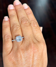 Load image into Gallery viewer, GIA Certified 14K Solid White Gold Cushion And Round Cut Diamond Engagement Ring Bridal Wedding Halo Propose 2.00ctw F-VS2