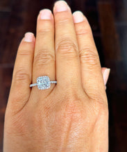 Load image into Gallery viewer, GIA Certified 14K Solid White Gold Cushion And Round Cut Diamond Engagement Ring Bridal Wedding Halo Propose 2.00ctw F-VS2