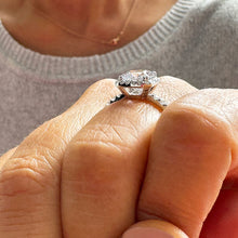 Load image into Gallery viewer, 14K Solid White Gold Natural Cushion And Round Cut Diamond Engagement Ring Bridal Wedding Halo Propose 2.00ctw