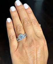 Load image into Gallery viewer, 14K Solid White Gold Cushion Cut Forever One Moissanite And Natural Round Cut Diamond Engagement Ring Bridal Wedding Halo Propose 2.00ctw