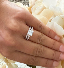 Load image into Gallery viewer, GIA Certified 14k Rose Gold Princess And Round Cut Diamond Engagement Ring And Band Wedding, Anniversary Bridal 2.10ct F-VS2