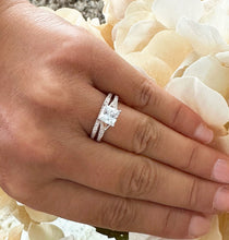 Load image into Gallery viewer, 14k Rose Gold Princess Cut Forever One Moissanite and Natural Diamond Engagement Ring And Band Wedding, Anniversary Bridal 2.10ct