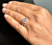 Load image into Gallery viewer, 14k Rose Gold Princess Cut Forever One Moissanite and Natural Diamond Engagement Ring And Band Wedding, Anniversary Bridal 2.10ct