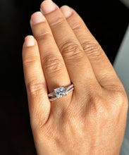 Load image into Gallery viewer, 14k Rose Gold Princess Cut Moissanite and Natural Diamond Engagement Ring And Band Wedding, Anniversary Bridal 2.10ct