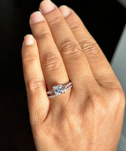 Load image into Gallery viewer, 14k Rose Gold Princess Cut Forever One Moissanite and Natural Diamond Engagement Ring And Band Wedding, Anniversary Bridal 2.10ct