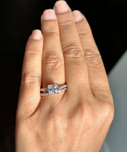 Load image into Gallery viewer, 14k Rose Gold Princess Cut Forever One Moissanite and Natural Diamond Engagement Ring And Band Wedding, Anniversary Bridal 2.10ct