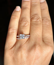Load image into Gallery viewer, 14k Rose Gold Princess Cut Moissanite and Natural Diamond Engagement Ring And Band Wedding, Anniversary Bridal 2.10ct