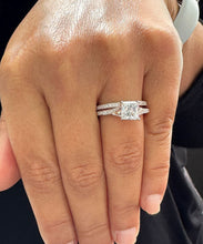 Load image into Gallery viewer, 14k Rose Gold Princess Cut Moissanite and Natural Diamond Engagement Ring And Band Wedding, Anniversary Bridal 2.10ct