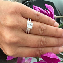 Load image into Gallery viewer, GIA Certified 14k Rose Gold Princess And Round Cut Diamond Engagement Ring And Band Wedding, Anniversary Bridal 2.10ct F-VS2