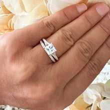 Load image into Gallery viewer, GIA Certified 14k Rose Gold Princess And Round Cut Diamond Engagement Ring And Band Wedding, Anniversary Bridal 2.10ct F-VS2