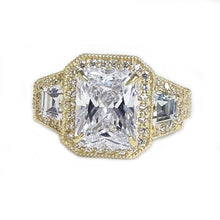 Load image into Gallery viewer, Copy of GIA Certified 14k Solid Yellow Gold Radiant Cut And Round And Trapezoids Cut Diamonds Engagement Ring 3.50ctw F-VS2