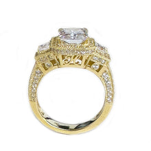 Load image into Gallery viewer, Copy of GIA Certified 14k Solid Yellow Gold Radiant Cut And Round And Trapezoids Cut Diamonds Engagement Ring 3.50ctw F-VS2