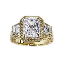 Load image into Gallery viewer, Copy of GIA Certified 14k Solid Yellow Gold Radiant Cut And Round And Trapezoids Cut Diamonds Engagement Ring 3.50ctw F-VS2
