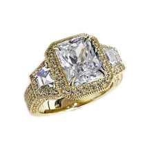 Load image into Gallery viewer, GIA Certified 14k Solid Yellow Gold Radiant Cut And Round And Trapezoids Cut Diamonds Engagement Ring 3.50ctw F-VS2