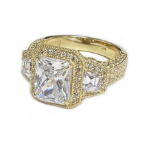 Load image into Gallery viewer, Copy of GIA Certified 14k Solid Yellow Gold Radiant Cut And Round And Trapezoids Cut Diamonds Engagement Ring 3.50ctw F-VS2