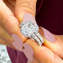 Load image into Gallery viewer, GIA Certified 14k Solid White Gold Radiant Cut And Round Diamond Engagement Ring And Band Wedding Set 4.00ctw F-VS2