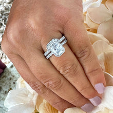 Load image into Gallery viewer, GIA Certified 14k Solid White Gold Radiant Cut And Round Diamond Engagement Ring And Band Wedding Set 4.00ctw F-VS2
