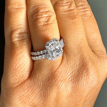 Load image into Gallery viewer, 14K Solid White Gold Radiant Cut Moissanite And Round Natural Diamond Engagement Ring And Band Wedding Set 4.00ctw