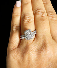Load image into Gallery viewer, GIA Certified 14k Solid White Gold Radiant Cut And Round Diamond Engagement Ring And Band Wedding Set 4.00ctw F-VS2